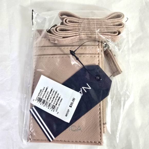 Nautica leather landyard ID credit card holder pocketsadjust strap - Picture 1 of 9